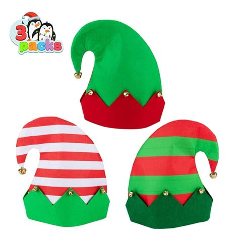 Joyin 3 Packs Christmas Elf Felt Colorful Hat Christmas Holiday Party