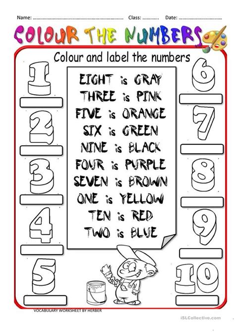 Colour The Numbers English Esl Worksheets For Distance Learning And