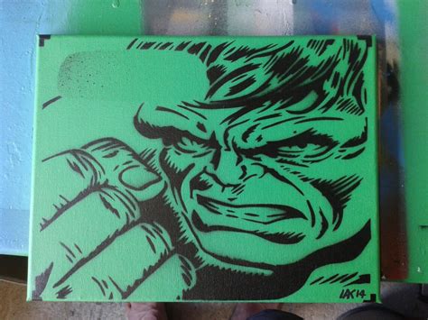 Hulk Canvas Art Painting Stencil Art Kids Art Comics Green Etsy