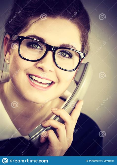 Happy Secretary Business Woman In Office Stock Photo Image Of Talking