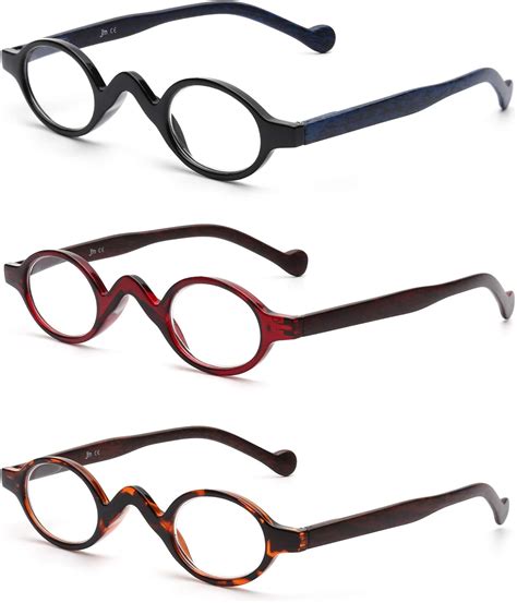Jm 3 Pack Small Oval Reading Glasses Vintage Spring Hinge Glasses For Reader Women