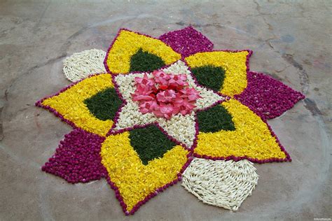Flower Rangoli Designs Onam Rangoli Designs With Flowers