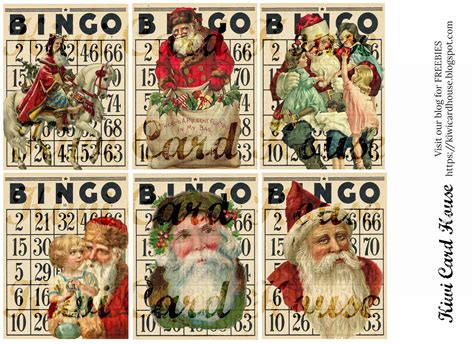 Vintage Santa Bingo Cards Ephemera Collage Sheet Printable Etsy