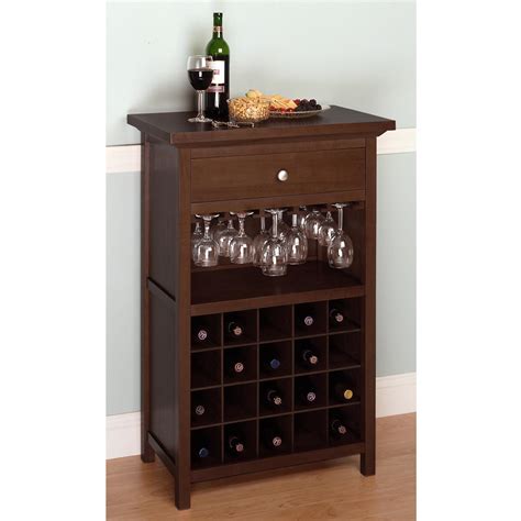Winsome Wood Wine Cabinet With Drawer And Glass Holder Walnut Amazon Ca Home And Kitchen