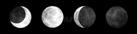 Conjunto De Fases Da Lua Nova Superfície Completa E Eclipse Crescente