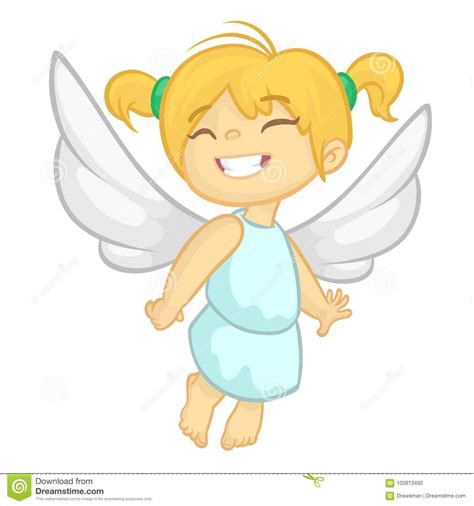 Cartoon Cute Happy Christmas Angel Character Vector