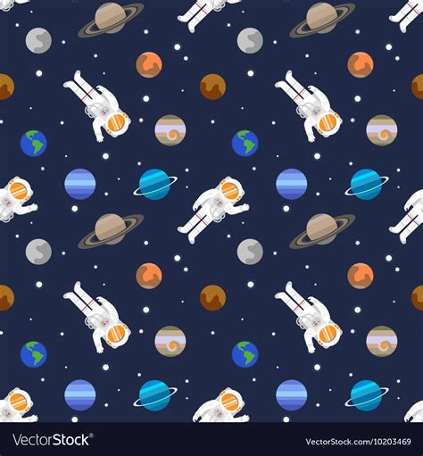 Seamless Space Pattern With Planets Of Solar Vector Image