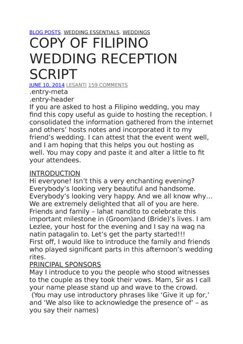 Wedding Program Script Cpa Refresher Course Studocu