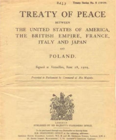 Versailles Peace Treaty 1919 Center For Online Judaic