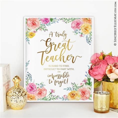 Goodbye Teacher Quote Gold Words You Print Gorgeous Gratitude Poster