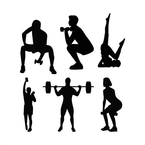 Set Of Bodybuilders Bodybuilding Gym Silhouettes Fitness In 2020