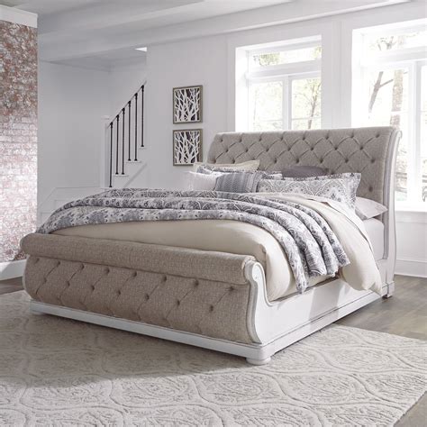 Magnolia Manor King Upholstered Sleigh Bed White Sjb Home Decor