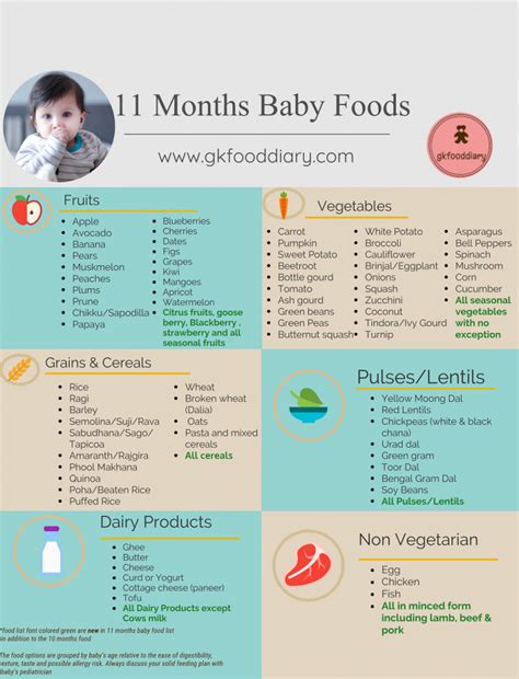 11 Months Baby Food Chart   11 Months Baby Food Options  
