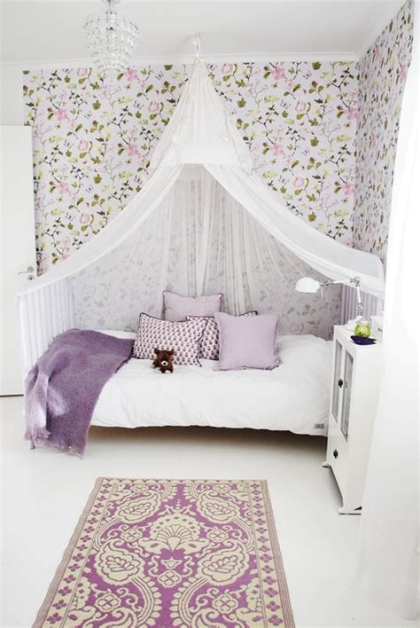 A bed canopy not only adds a touch of drama, but it's also cosy to sleep under. Sheer bed canopy | Tot to Teen Girls' room bed curtain ...