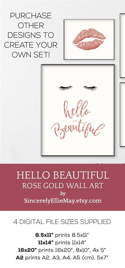 Purchase This Hello Beautiful Rose Gold Positive Affirmation Wall Art