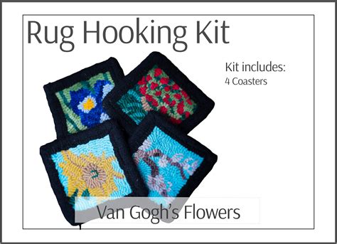 Van Goghs Flowers Rug Hooking Kit 4 Coasters Loopy Wool Supply