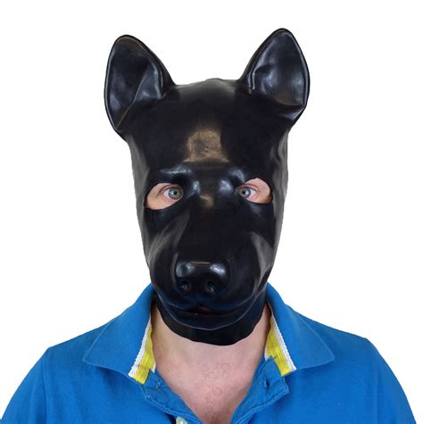 Latex Rubber Black Fetish Dog Mask Full Head Hood Animal Suit Ebay