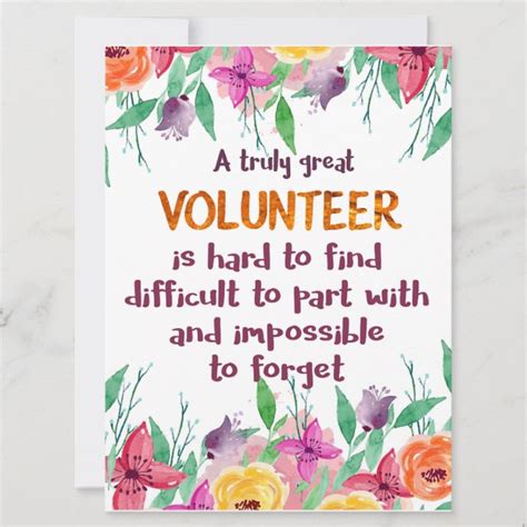 Volunteer Thank You Volunteer Appreciation T Card