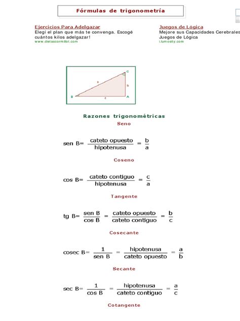 Fórmulas De Trigonometría