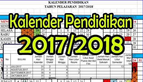 Kalender tahun 2017, hari libur nasional dan cuti bersama. Kalender Pendidikan Tahun Pelajaran 2017/2018 (SD/SMP/SMA ...
