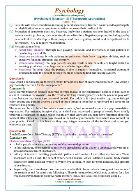 Ncert Solutions For Class 12 Psychology Chapter 5 Therapeutic Approach