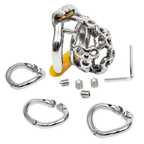 Include 3 Rings Ergonomic Design Male Chastity Device Easy To Wear Stainless Steel Cock Cage