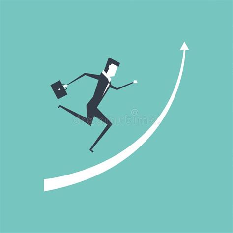 Businessman Running Up On Raised Arrow To Reach Success Stock Vector