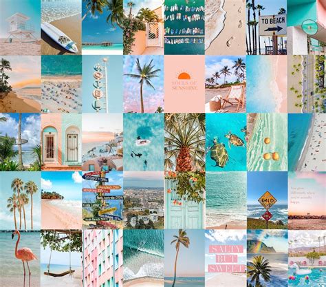 Collage Kit Summer 100 Printable Beach Summer Wall Collage Etsy