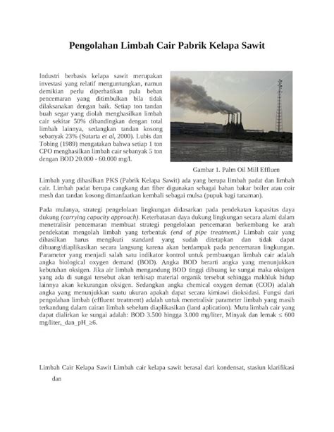Docx Pengolahan Limbah Cair Pabrik Kelapa Sawit Dokumen Tips