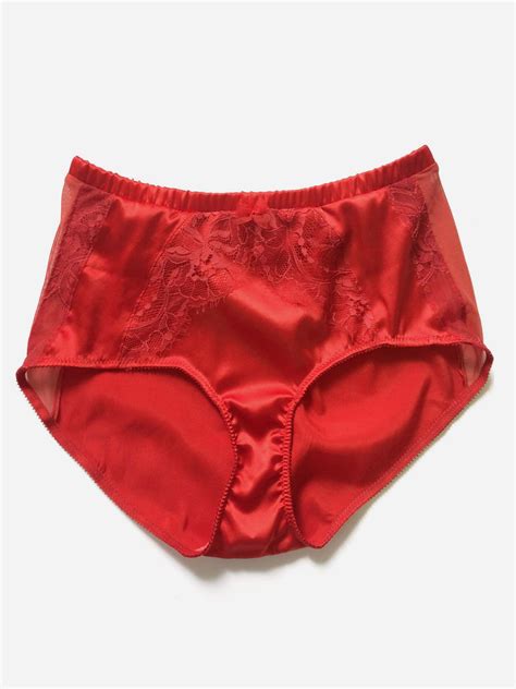 Red Lace Panties Bride Panties Silk Knickers Sheer Panties Black Lace Bra High Waisted