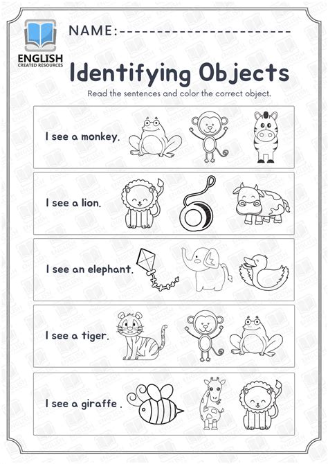 Vocabulary Activities Identifying Objects English Created Resources