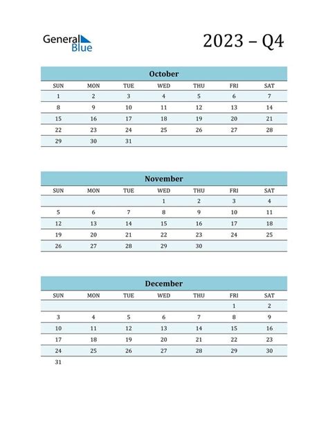 Free To Download Or Print Q4 2023 Calendar Templates In Pdf Word And