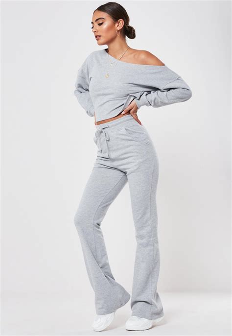 Gray Co Ord Loopback Flare Joggers Missguided Women Pants Casual