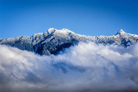 Photography Of White Snowy Mountain With White Clouds Under Blue Sky