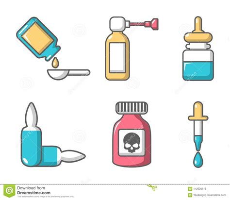 Drugs Icon Set, Cartoon Style Stock Vector - Illustration of drugs, drugsicons: 112526413