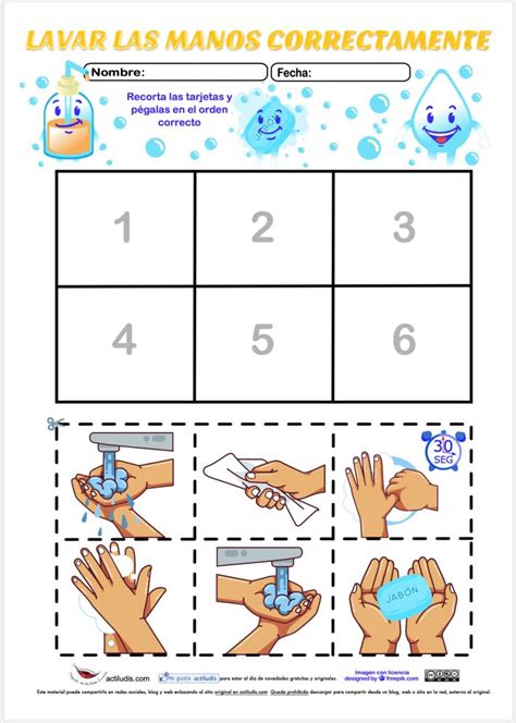 El secreto de el escorial. Recortar y ordenar lavarse las manos correctamente - Actiludis | Actividades ludicas para niños ...