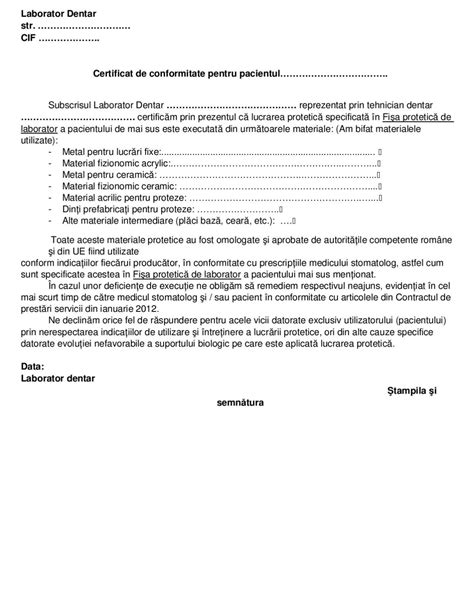 5 Model Certificat Conf Lab Dentar By Amsppr Romania Issuu