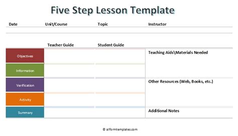 5 Step Lesson Plan Template