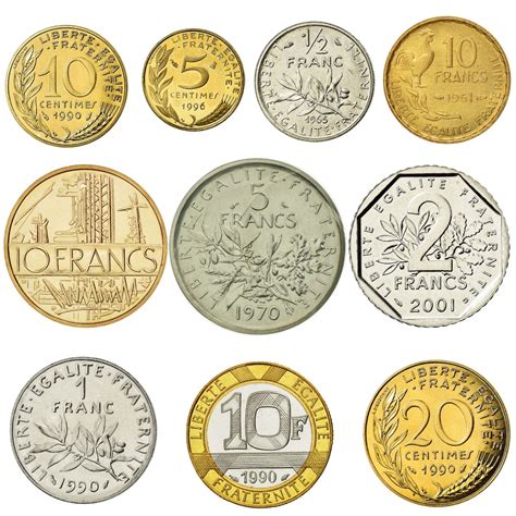 French Coins Old Collectible Money French Republic Vintage Set Of 10 5