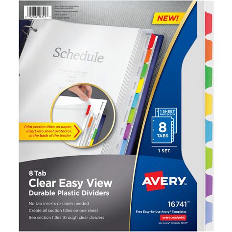 Avery Clear Easy View Dividers 8 X Dividers 8 Tabs 8 Tabs