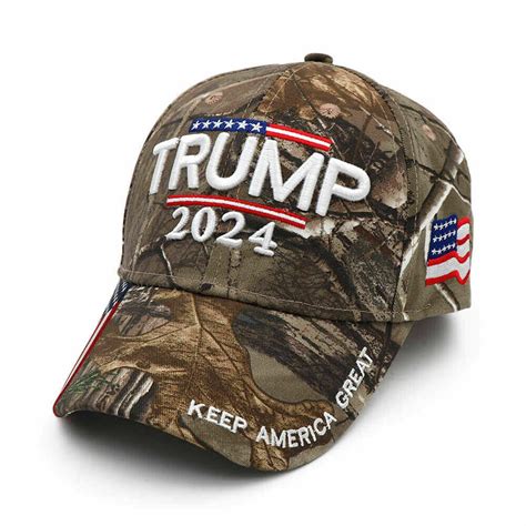 Donald Trump 2024 Camo Hat Keep America Great Usa Flag Embroidery Maga