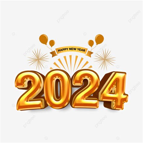 Feliz Ano Novo 2024 PNG 2024 Feliz Ano Novo 3d Dourado Imagem PNG E