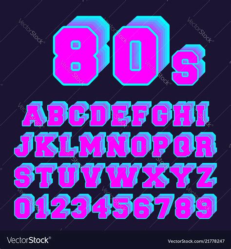 80s Alphabet Font Design Set Of Letters Royalty Free Vector