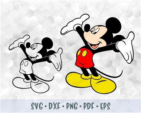 SVG PNG Mickey Mouse Hands Shorts Body Layered Cut File | Etsy