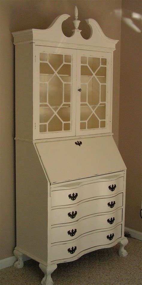 Pictured here is the desk with two styles of drawer pulls. Another painted secretary. This might be the exact same ...