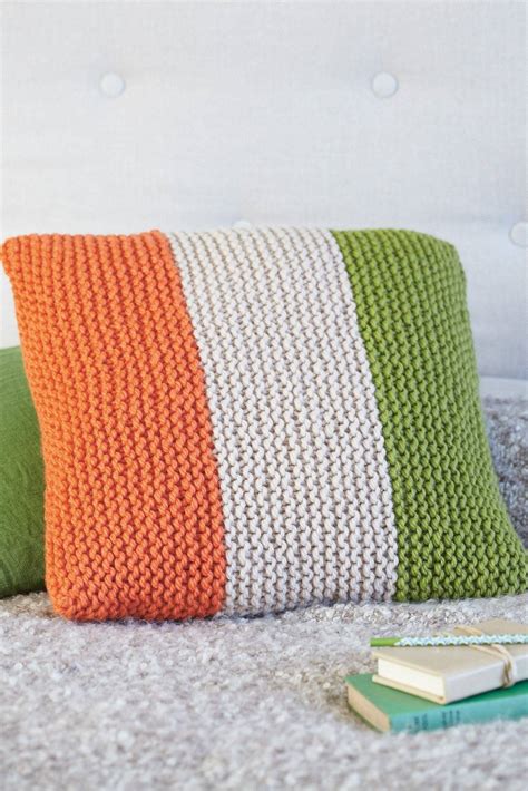 Simple Striped Cushion Cover Knitting Pattern The Knitting Network