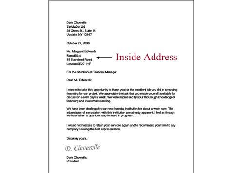 They must also be typed in a legible and professional font. Business Letter Inside Address | scrumps