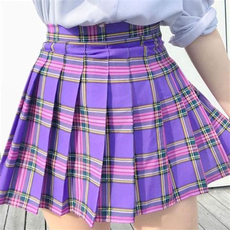 Kawaii Lavender Purple Plaid Skirt Kokopiecoco