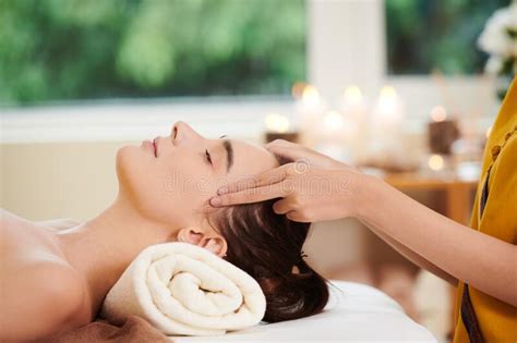 Woman Relaxing During Massage Stock Image Image Of Pampering Beautician 221302647