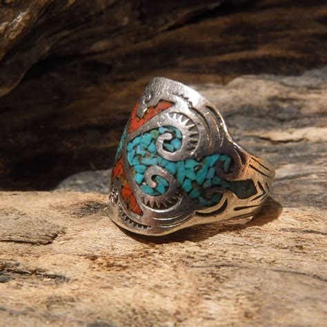 Mens Silver Ring Navajo Sterling Silver Native American Ring Signed 86